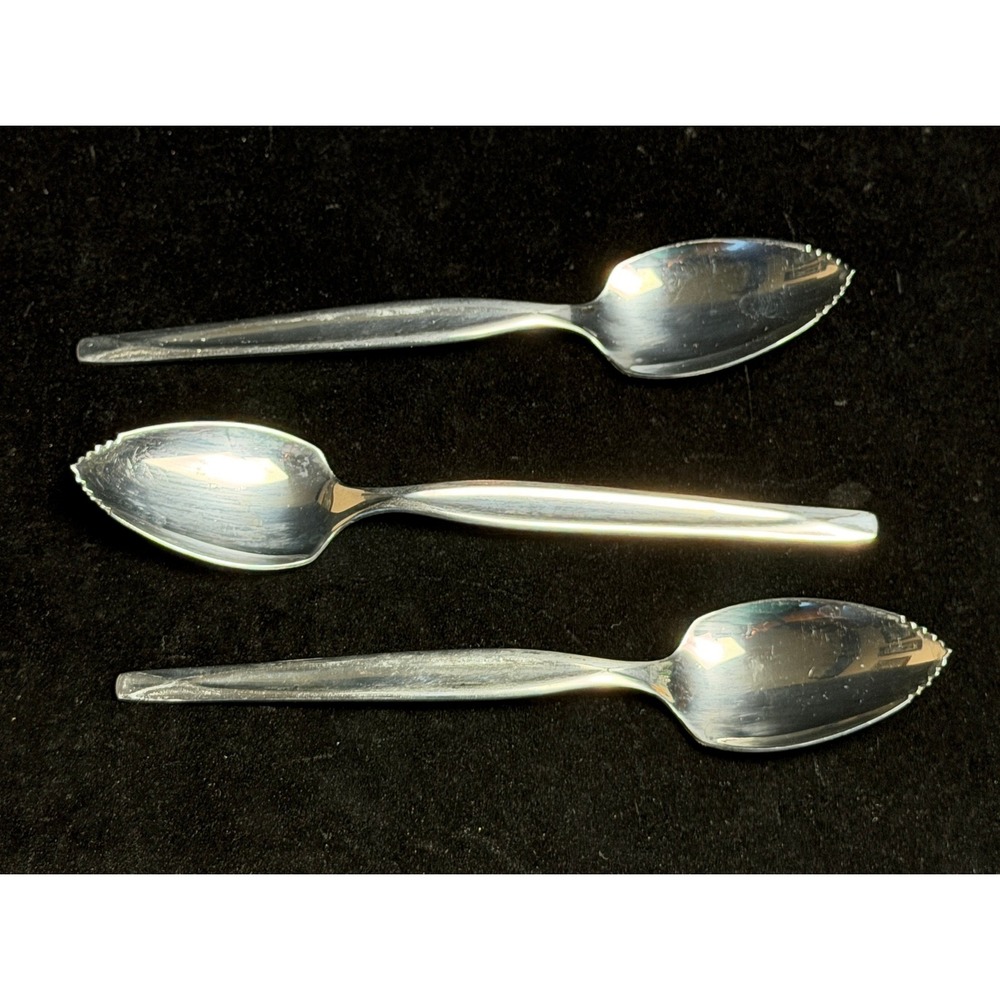Wm Rogers Mfg Co Stainless Steel Grapefruit Spoons: Serrated Edge, Set of 3, USA